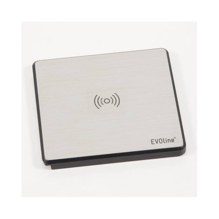 Evoline Square80 Wireless Charger STAL INOX 1 x 230V, 1 x USB charger, 1 x RJ45 CAT6 pull cable